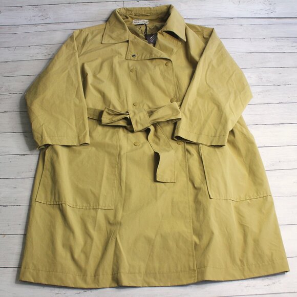 Ava & Viv Women's Long Trench Coat Plus Size 4X Green Belted - Picture 1 of 7